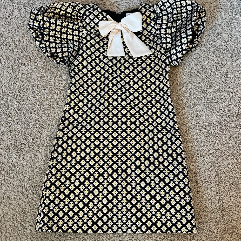 GB Girls Black and White Patterned Dress with Bow